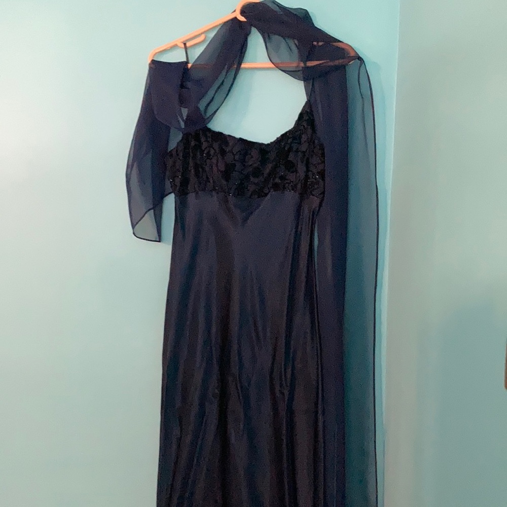 Navy full length formal dress